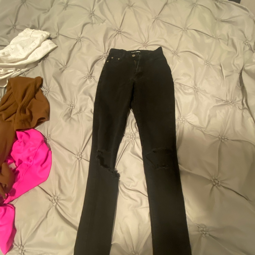 black ripped fashion nova jeans